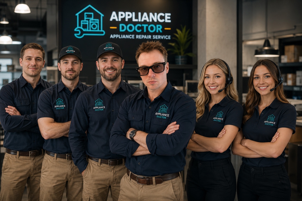 The Appliance Doctor team — technicians and support staff in branded uniforms, Central Florida